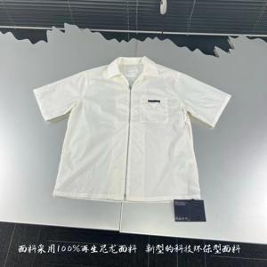 프라다 2022 트라이앵글 로고 와펜 지퍼 반팔 셔츠