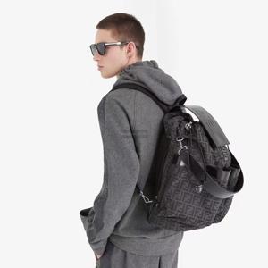 펜디 2022 블랙 FF 자카드로고 스트랩 포켓 백팩 가방
