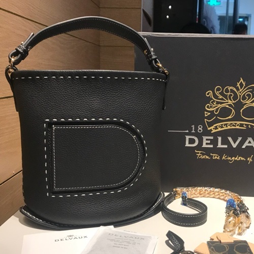 Delvaux 2020 Pin Leather Shoulder Bag,20cm - 델보 2020 핀 레더 숄더백,DVB0341,20cm .블랙